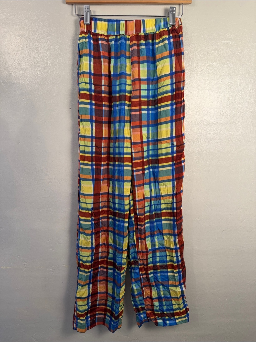 Simon Miller Whitsett Pants Multicolor Plaid Elastic-Waist Pants size small